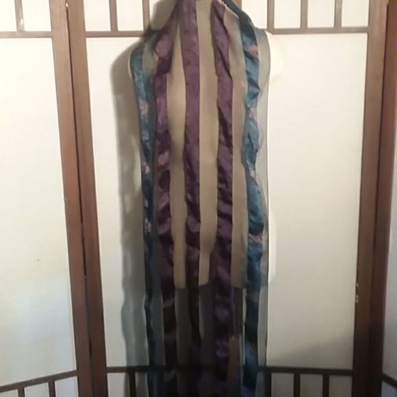 Perry Ellis sheer scarf purple, blue,bronze, and black - Picture 13 of 13